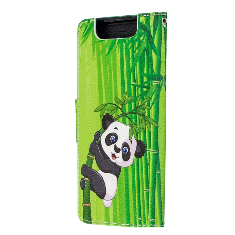 Pattern Printing Leather Wallet Case for Samsung Galaxy A80/A90 - Panda-4