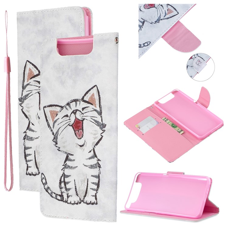 Pattern Printing Leather Wallet Case for Samsung Galaxy A80/A90 - Lovely Cat-1