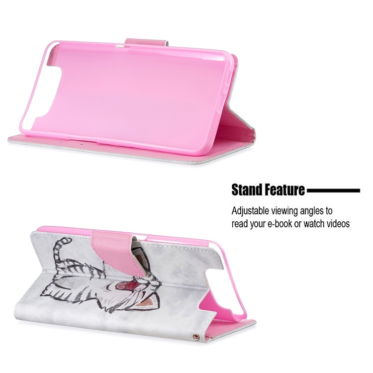 Pattern Printing Leather Wallet Case for Samsung Galaxy A80/A90 - Lovely Cat-2