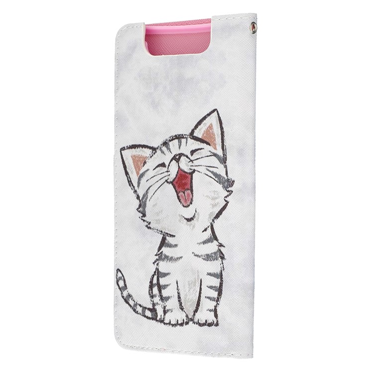 Pattern Printing Leather Wallet Case for Samsung Galaxy A80/A90 - Lovely Cat-5