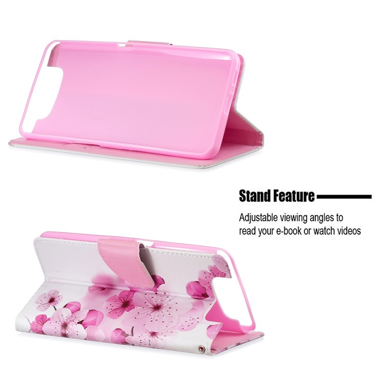 Pattern Printing Leather Wallet Case for Samsung Galaxy A80/A90 - Plum Blossom-2