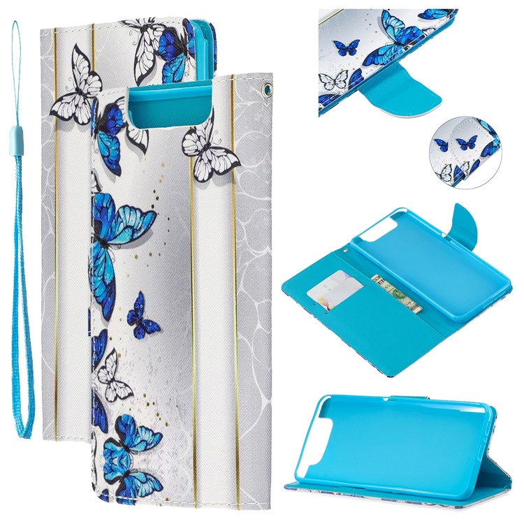 Pattern Printing Leather Wallet Case for Samsung Galaxy A80/A90 - Butterflies Pattern-1