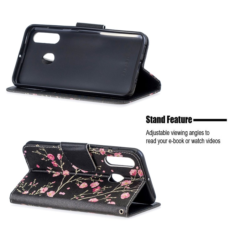 Pattern Printing Leather Wallet Case for Samsung Galaxy A60/M40 - Beautiful Flowers-6