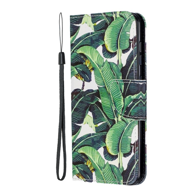 Pattern Printing Leather Wallet Case for Samsung Galaxy A60/M40 - Leaf-3