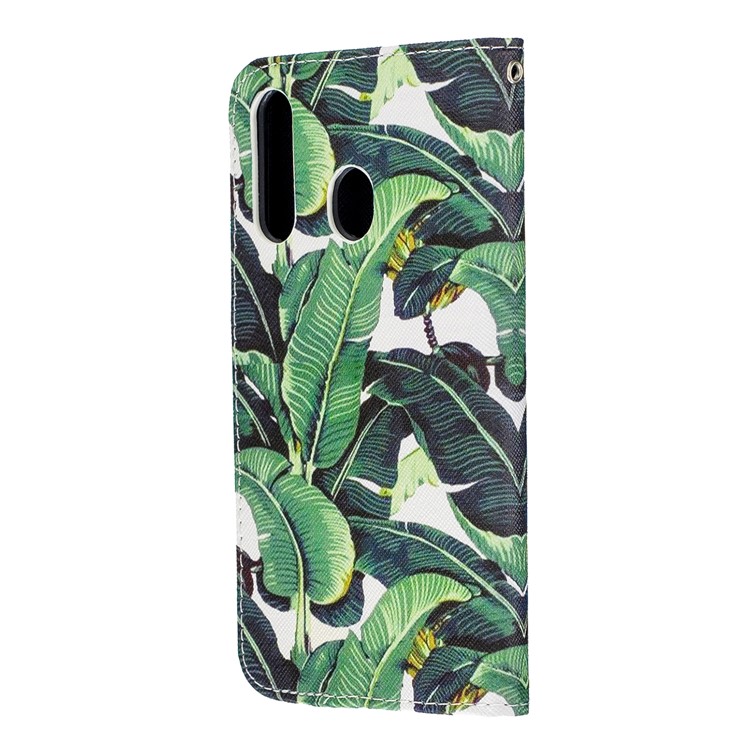 Pattern Printing Leather Wallet Case for Samsung Galaxy A60/M40 - Leaf-4