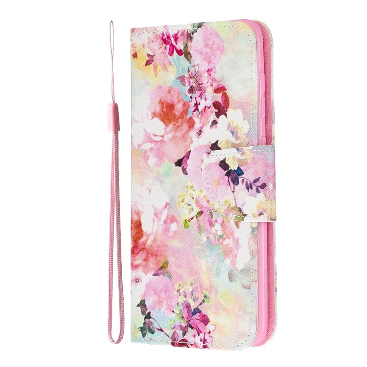 Pattern Printing Leather Wallet Case for Samsung Galaxy A60/M40 - Pretty Flowers-3