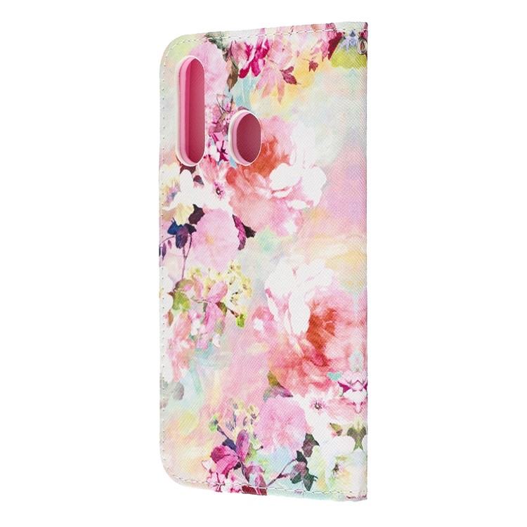 Pattern Printing Leather Wallet Case for Samsung Galaxy A60/M40 - Pretty Flowers-4