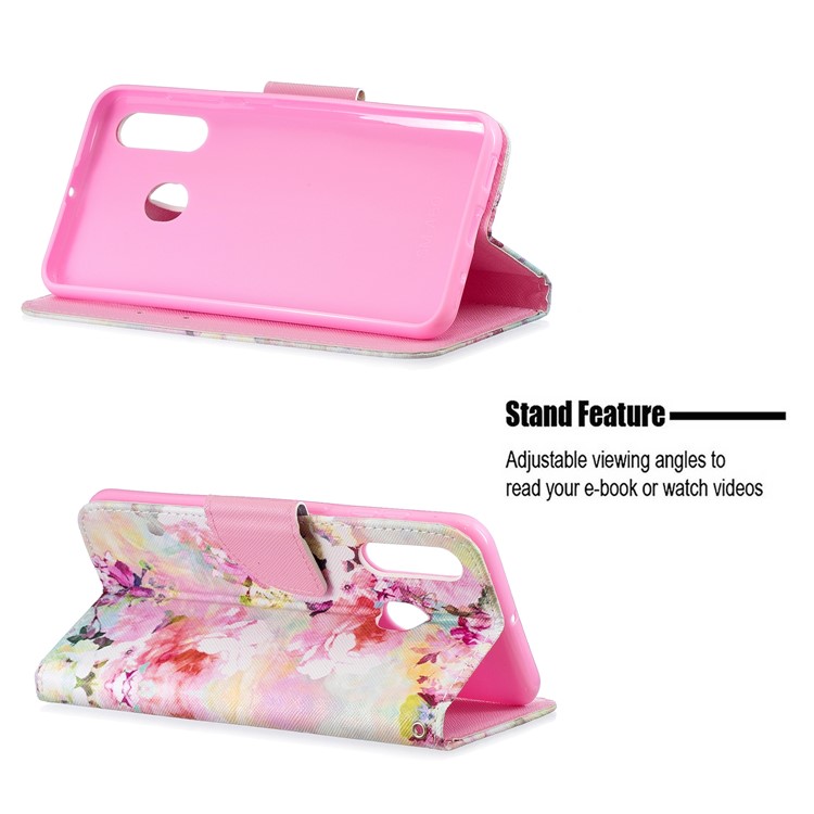 Pattern Printing Leather Wallet Case for Samsung Galaxy A60/M40 - Pretty Flowers-6