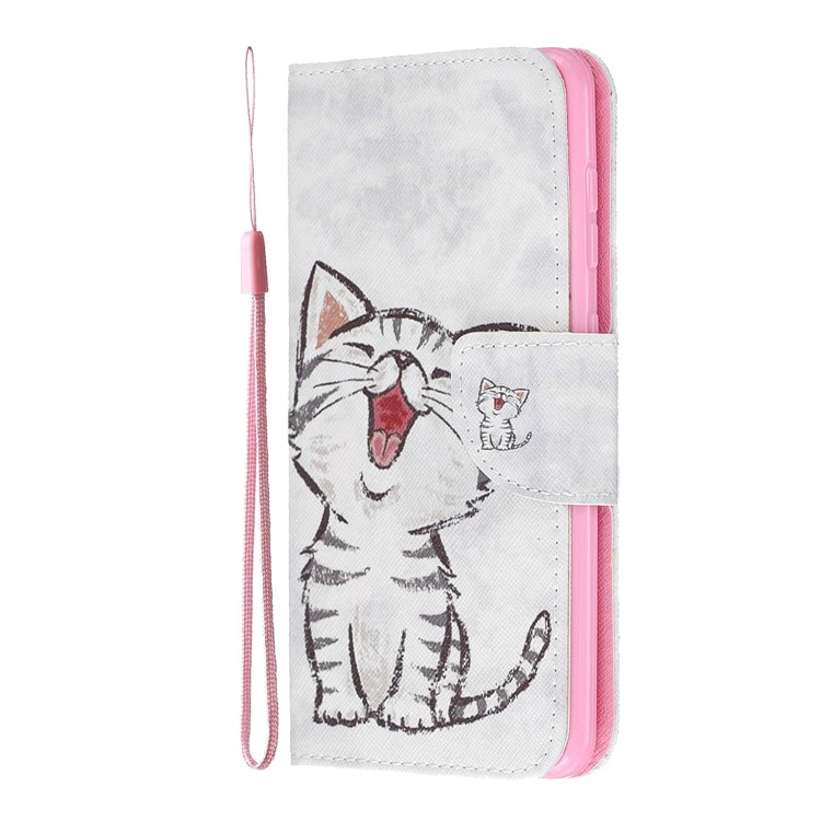 Musterdruck Leder Brieftasche Für Samsung Galaxy A60 / M40 - Liebenswerte Katze-3