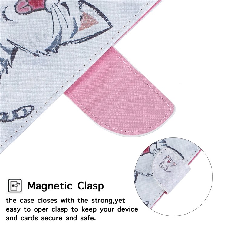 Musterdruck Leder Brieftasche Für Samsung Galaxy A60 / M40 - Liebenswerte Katze-7