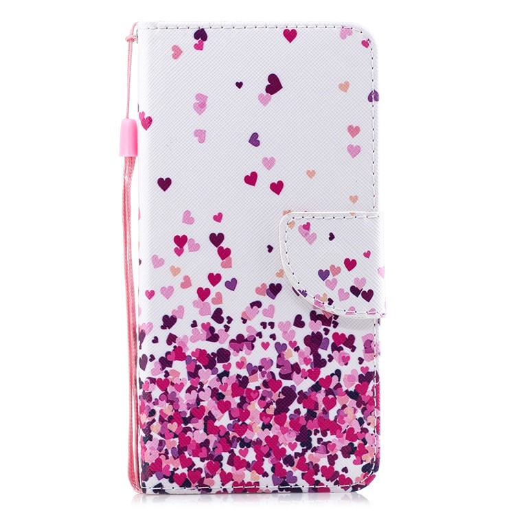 Pattern Printing Leather Wallet Case for Samsung Galaxy A60/M40 - Hearts-2