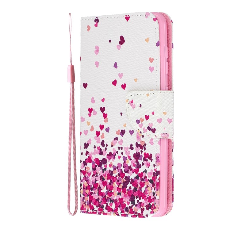 Pattern Printing Leather Wallet Case for Samsung Galaxy A60/M40 - Hearts-3