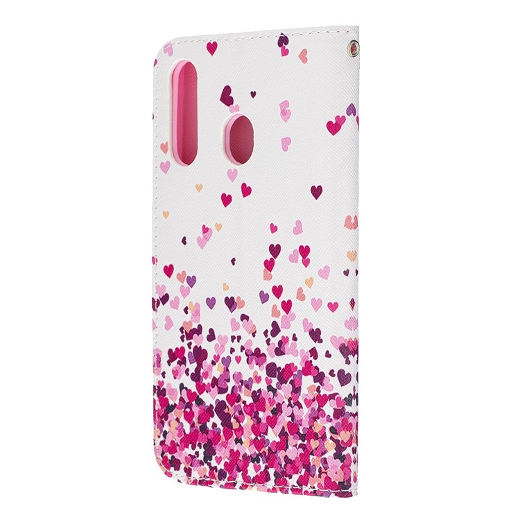 Pattern Printing Leather Wallet Case for Samsung Galaxy A60/M40 - Hearts-4