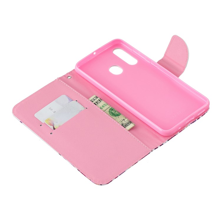 Pattern Printing Leather Wallet Case for Samsung Galaxy A60/M40 - Hearts-5