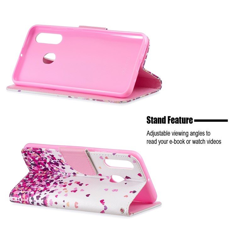 Pattern Printing Leather Wallet Case for Samsung Galaxy A60/M40 - Hearts-6