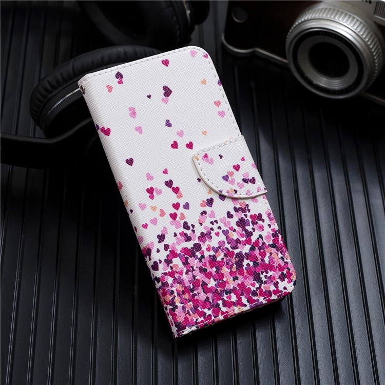 Pattern Printing Leather Wallet Case for Samsung Galaxy A60/M40 - Hearts-8