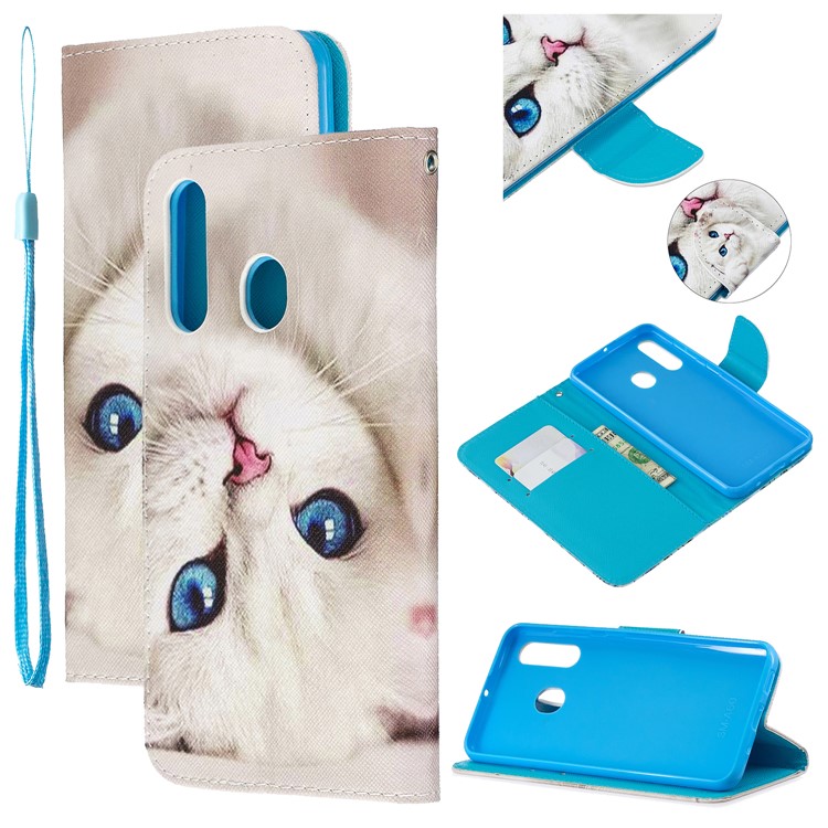 Pattern Printing Leather Wallet Case for Samsung Galaxy A60/M40 - Cat-1