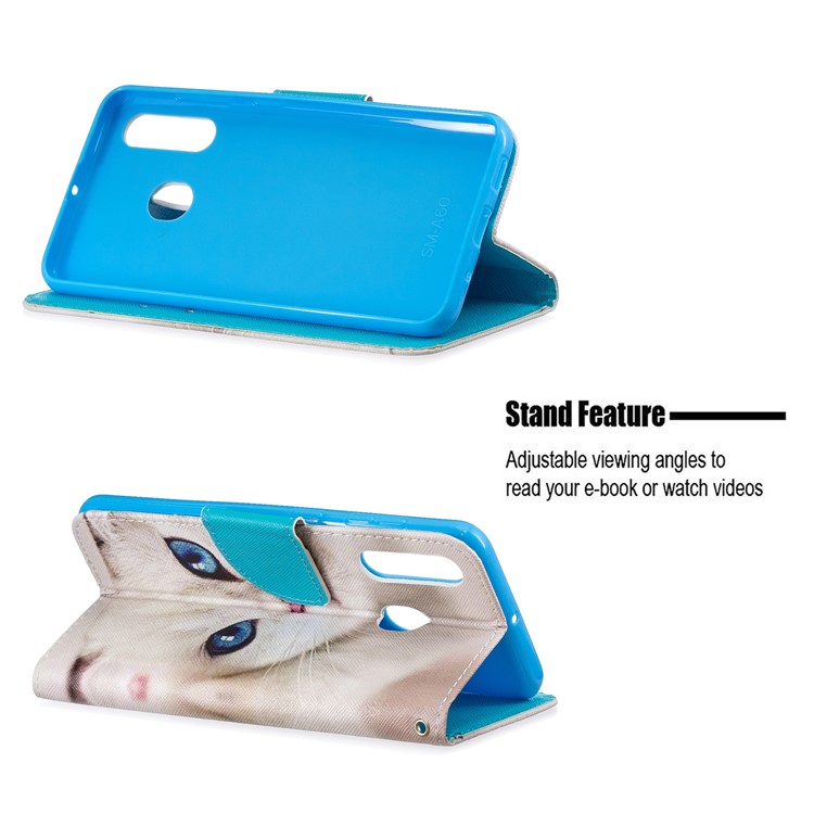 Pattern Printing Leather Wallet Case for Samsung Galaxy A60/M40 - Cat-2