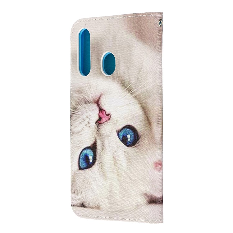 Pattern Printing Leather Wallet Case for Samsung Galaxy A60/M40 - Cat-4
