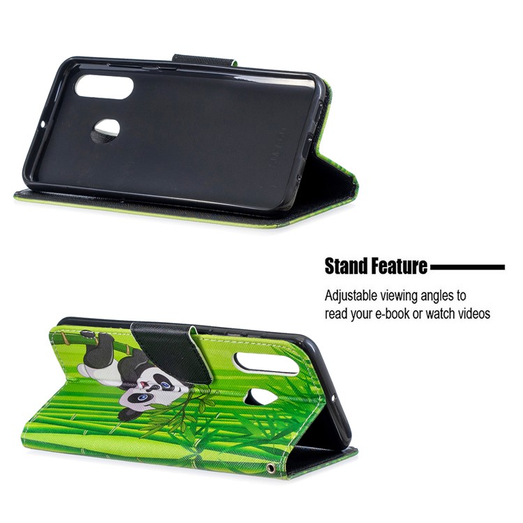 Pattern Printing Leather Wallet Case for Samsung Galaxy A60/M40 - Panda-2