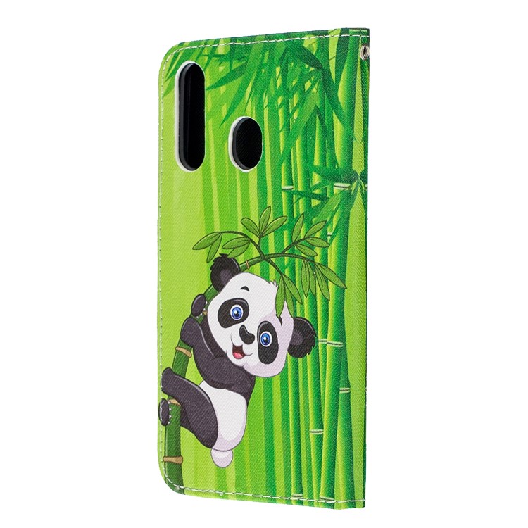 Pattern Printing Leather Wallet Case for Samsung Galaxy A60/M40 - Panda-4