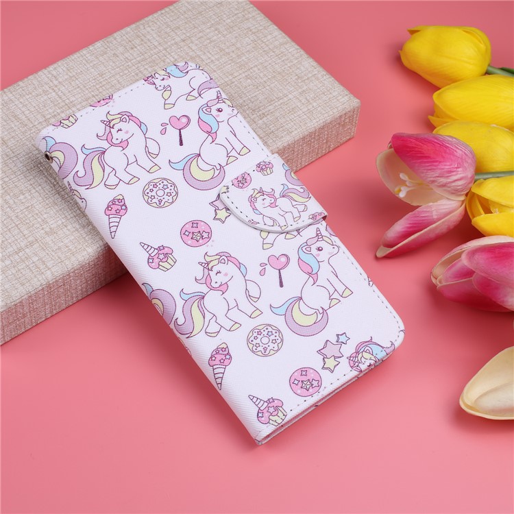 Pattern Printing Leather Wallet Case for Samsung Galaxy A60/M40 - Unicorn and Doughnuts-7