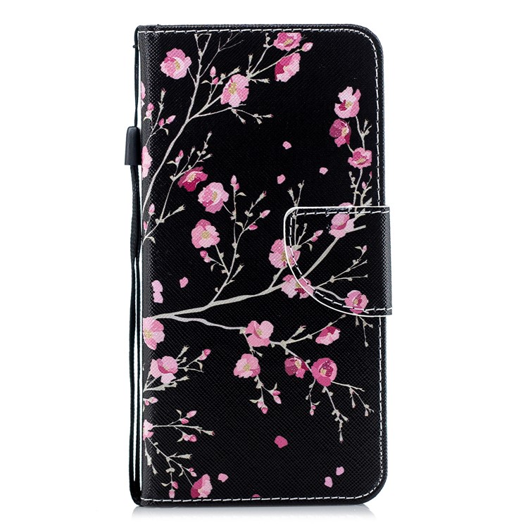 Estuche de Cuero de Billetera de Impresión de Patrones Con Correa Para Samsung Galaxy A20e / A10e / A202 / Jean2 - Flor Rosa