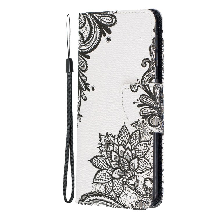 Pattern Printing Wallet Leather Case with Strap for Samsung Galaxy A20e / A10e / A202 / Jean2 - Lace Flower-3