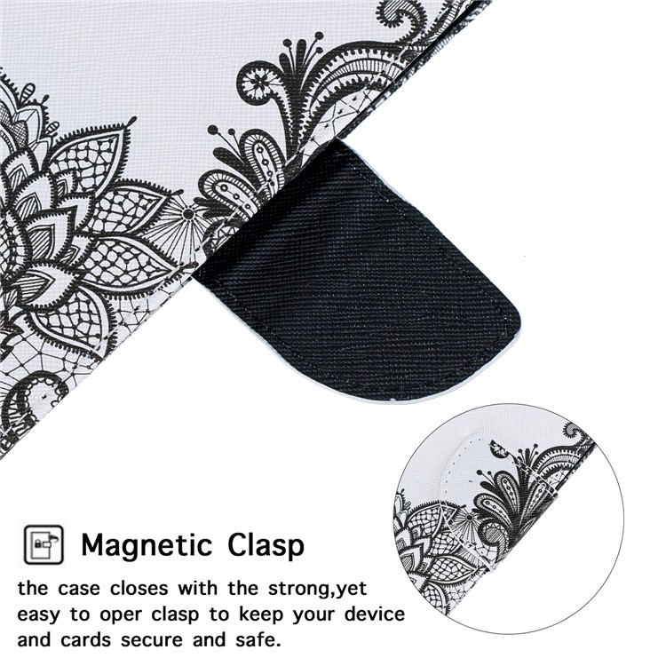 Pattern Printing Wallet Leather Case with Strap for Samsung Galaxy A20e / A10e / A202 / Jean2 - Lace Flower-7