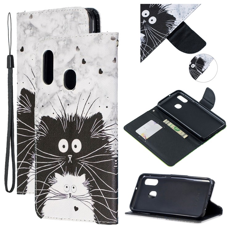 Pattern Printing Wallet Leather Case with Strap for Samsung Galaxy A20e / A10e / A202 / Jean2 - Two Cats-1