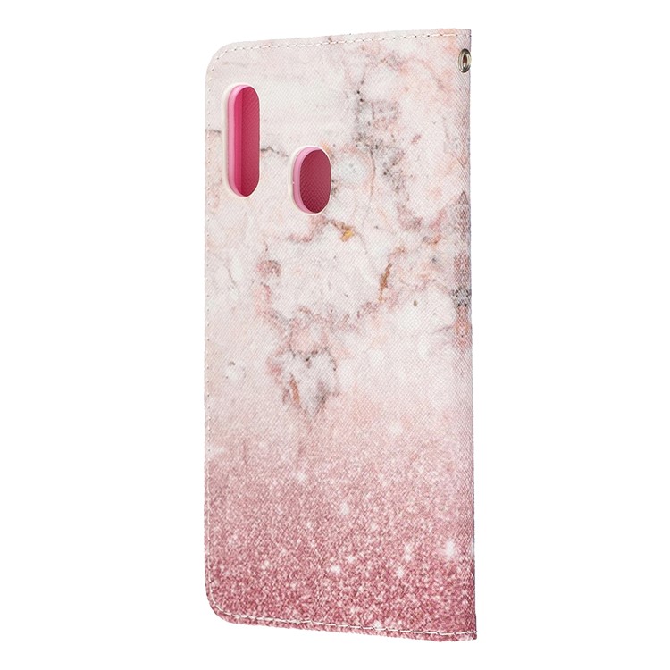 Estuche De Cuero Con Estampado De Patrón Y Correa Para Samsung Galaxy A20e / A10e / A202 / Jean2 - Rosado-4