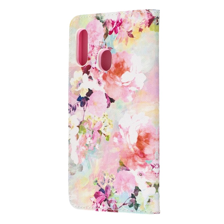 Custodia A Portafoglio In Pelle Stampa Fantasia Con Cinturino Per Samsung Galaxy A20e / A10E / A202 / Jean2 - Fiori Colorati-4