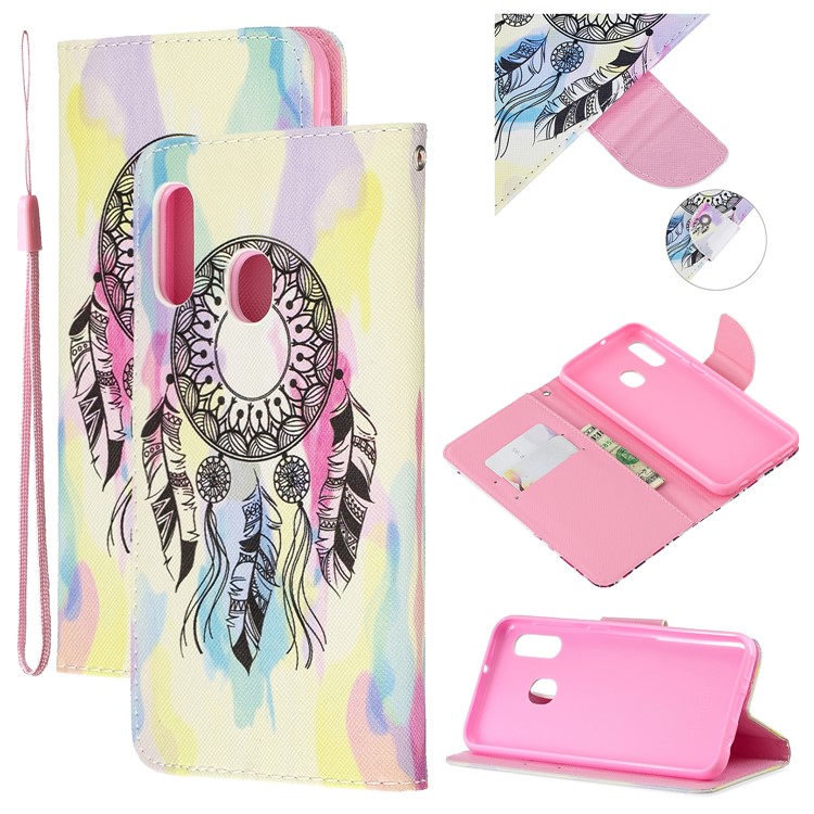 Pattern Printing Wallet Leather Case with Strap for Samsung Galaxy A20e / A10e / A202 / Jean2 - Dream Catcher-1