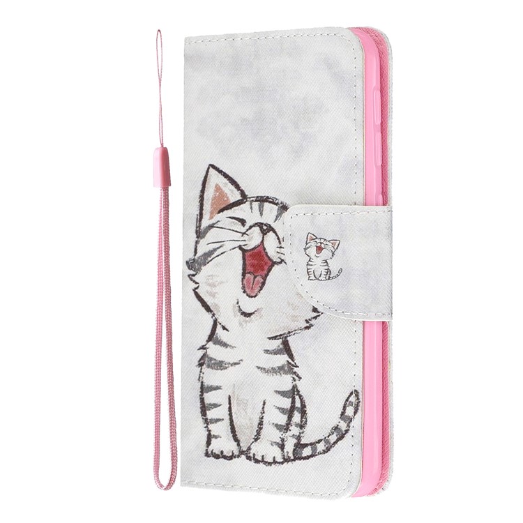 Custodia A Portafoglio In Pelle Stampa Fantasia Con Cinturino Per Samsung Galaxy A20e / A10E / A202 / Jean2 - Gatto-3