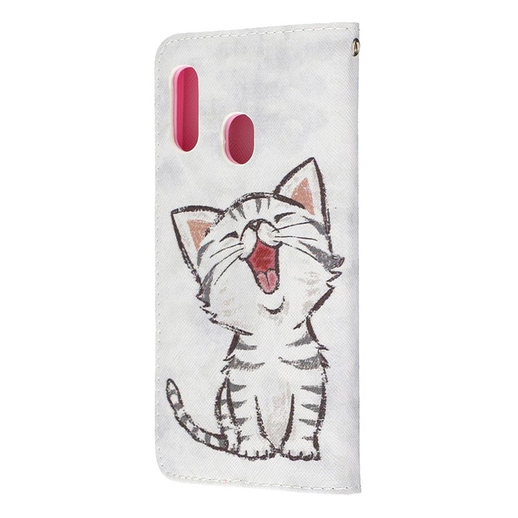 Custodia A Portafoglio In Pelle Stampa Fantasia Con Cinturino Per Samsung Galaxy A20e / A10E / A202 / Jean2 - Gatto-4