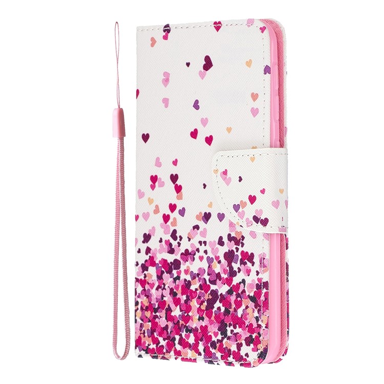 Custodia A Portafoglio In Pelle Stampa Fantasia Con Cinturino Per Samsung Galaxy A20e / A10E / A202 / Jean2 - Cuori-3