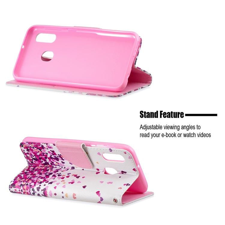 Custodia A Portafoglio In Pelle Stampa Fantasia Con Cinturino Per Samsung Galaxy A20e / A10E / A202 / Jean2 - Cuori-6
