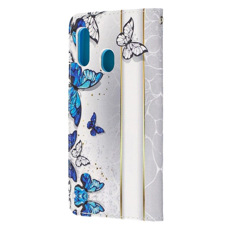 Pattern Printing Wallet Leather Case with Strap for Samsung Galaxy A20e / A10e / A202 / Jean2 - Butterflies-4