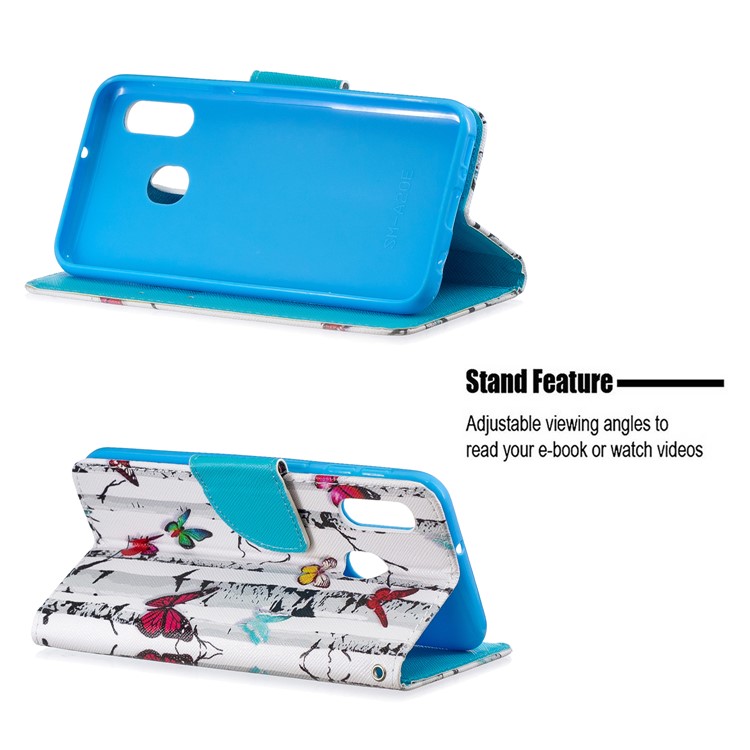 Pattern Printing Wallet Leather Case with Strap for Samsung Galaxy A20e / A10e / A202 / Jean2 - Colorized Butterflies-2
