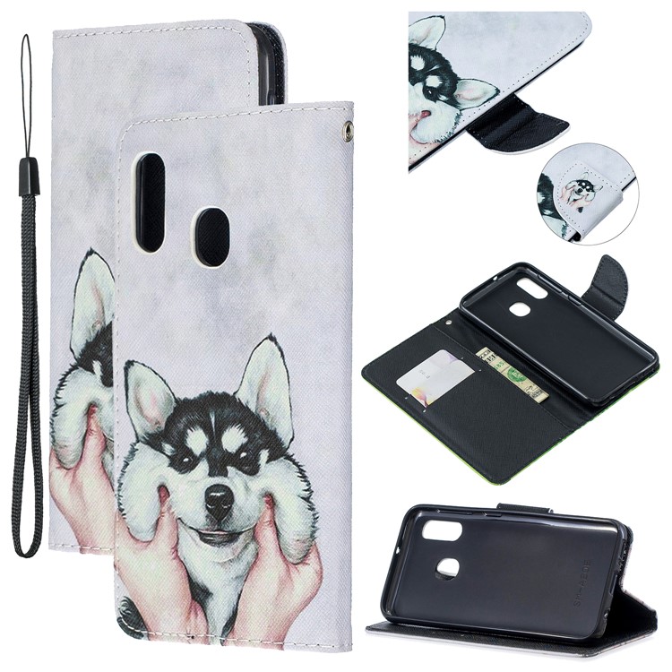 Pattern Printing Wallet Leather Case with Strap for Samsung Galaxy A20e / A10e / A202 / Jean2 - Dog-1