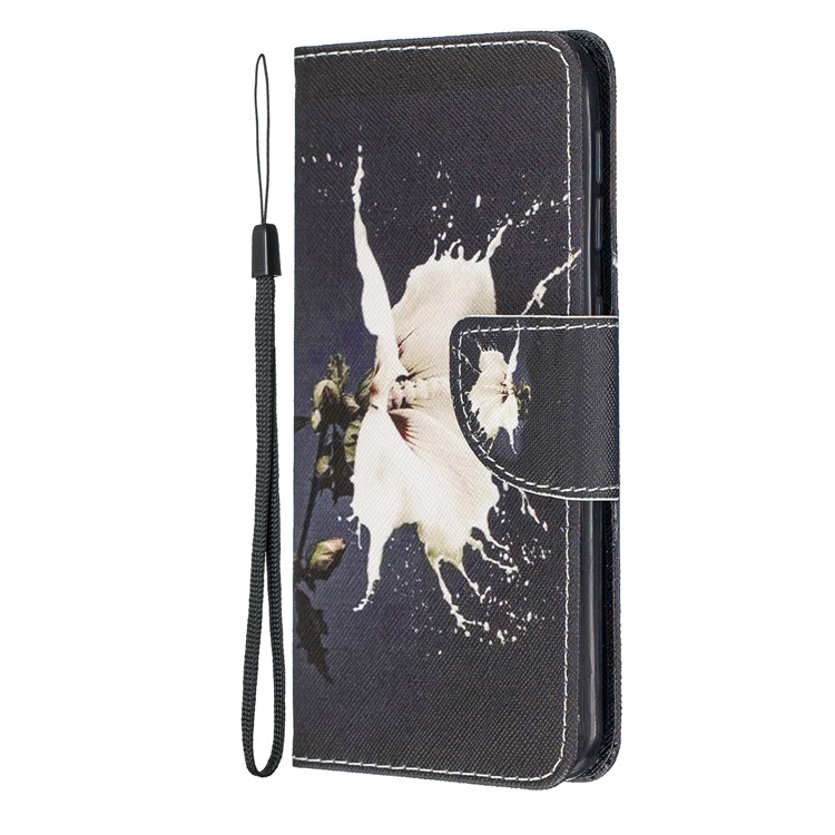 Estuche de Cuero de Billetera de Impresión de Patrones Con Correa Para Samsung Galaxy A20e / A10e / A202 / Jean2 - Flor Blanca-3