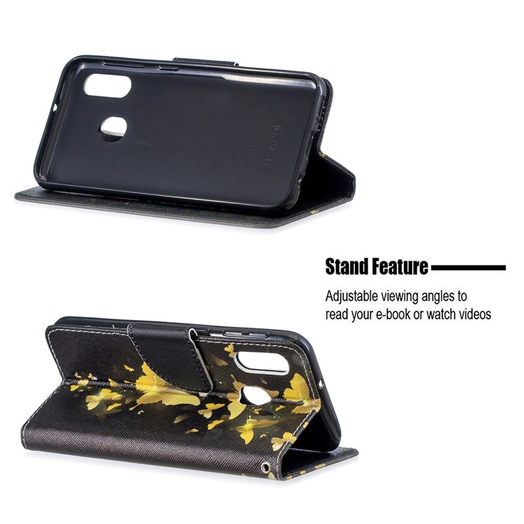 Pattern Printing Wallet Leather Case with Strap for Samsung Galaxy A20e / A10e / A202 / Jean2 - Gold Butterlies-2