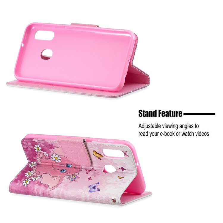 Pattern Printing Wallet Leather Case with Strap for Samsung Galaxy A20e / A10e / A202 / Jean2 - Elephant-2
