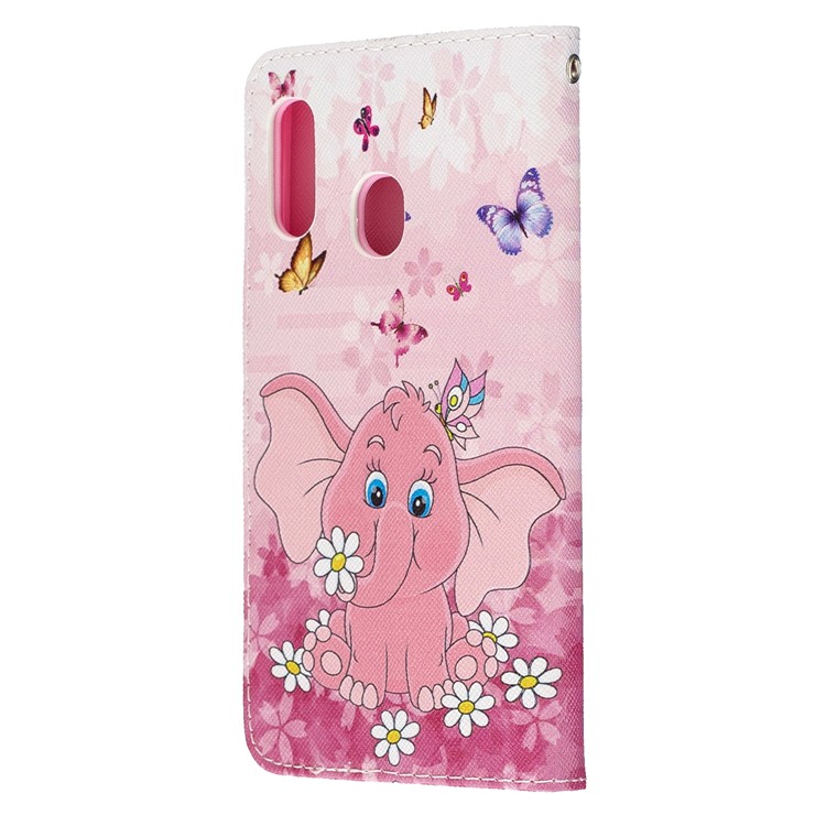 Pattern Printing Wallet Leather Case with Strap for Samsung Galaxy A20e / A10e / A202 / Jean2 - Elephant-4