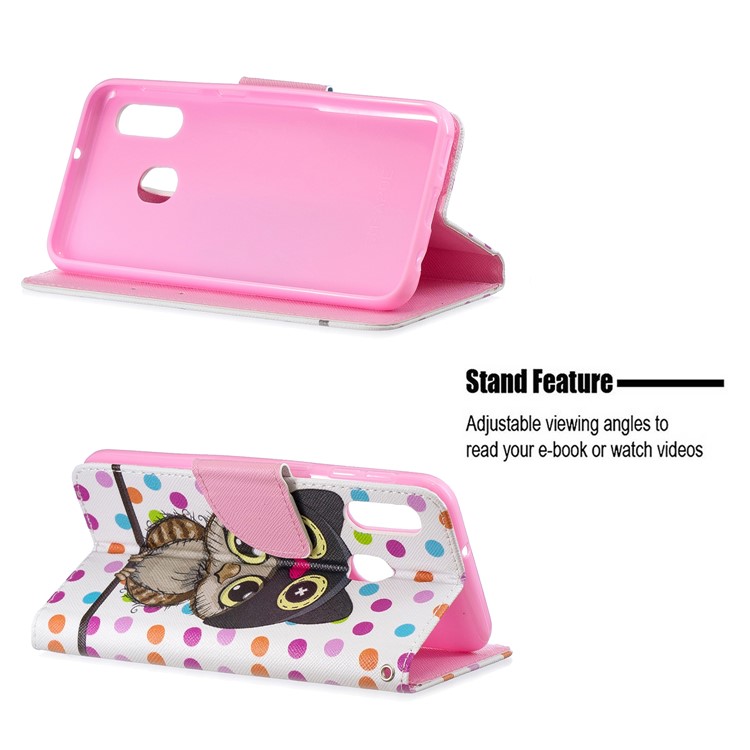 Pattern Printing Wallet Leather Case with Strap for Samsung Galaxy A20e / A10e / A202 / Jean2 - Owl-2