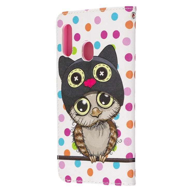 Pattern Printing Wallet Leather Case with Strap for Samsung Galaxy A20e / A10e / A202 / Jean2 - Owl-4