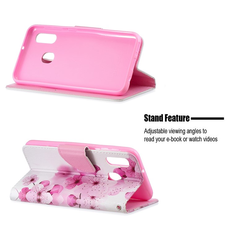 Pattern Printing Wallet Leather Case with Strap for Samsung Galaxy A20e / A10e / A202 / Jean2 - Rose Flowers-2
