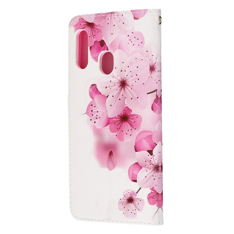 Pattern Printing Wallet Leather Case with Strap for Samsung Galaxy A20e / A10e / A202 / Jean2 - Rose Flowers-4