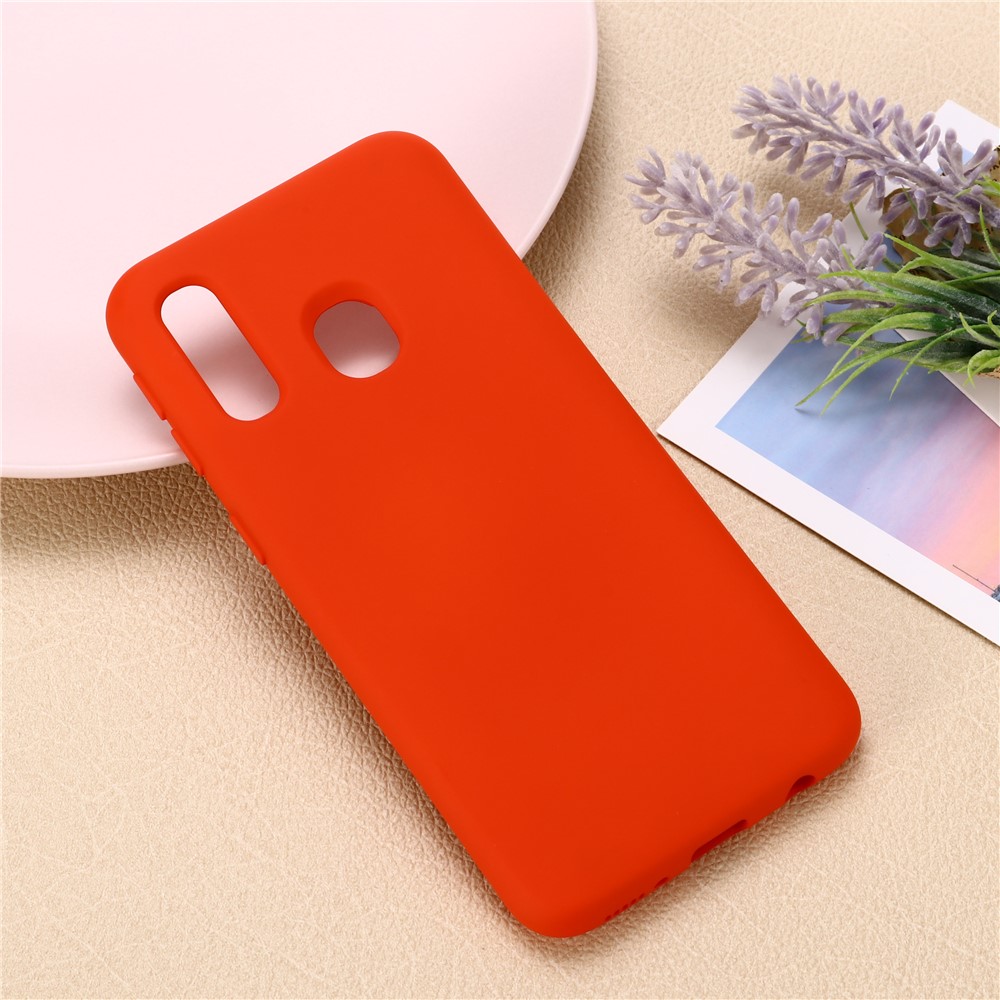 Étui De Silicone Liquide Pour Samsung Galaxy A40 - Rouge-5