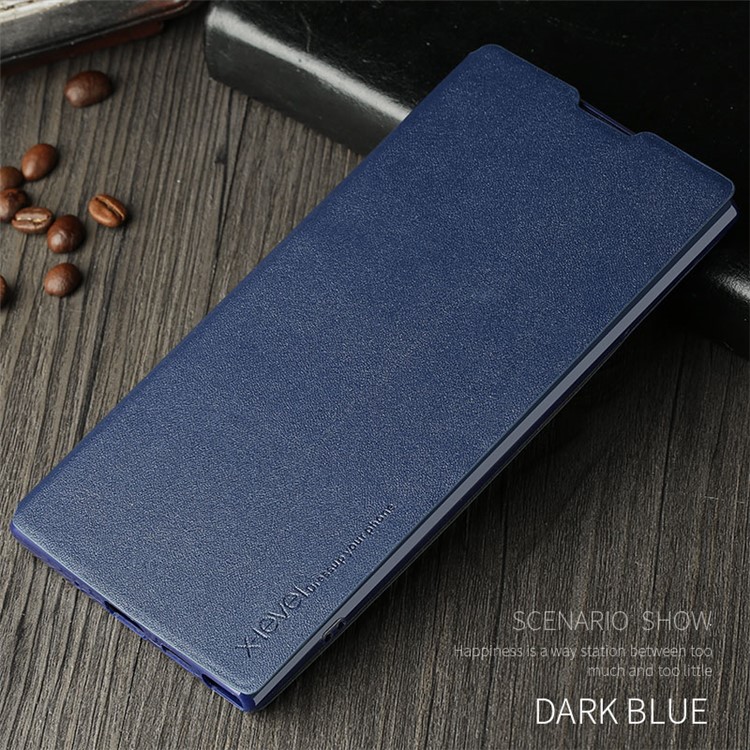 X-LEVEL Fib Color II Slim PU Leather Stand Phone Case Shell for Samsung Galaxy Note 10 Plus/Note 10 Plus 5G - Blue
